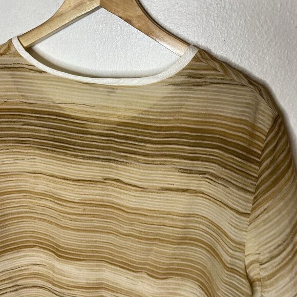 KD Spring Lagenlook Artsy Short Sleeve Top Tan V-Neck Shirt Lined Women’s XL‎ - Picture 8 of 16